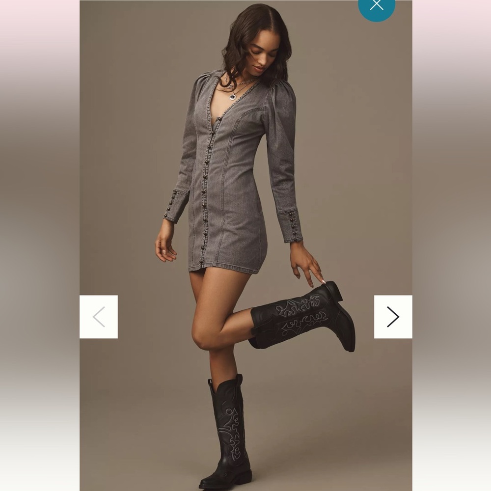 NWT Anthropologie Gray Button-Up Dress